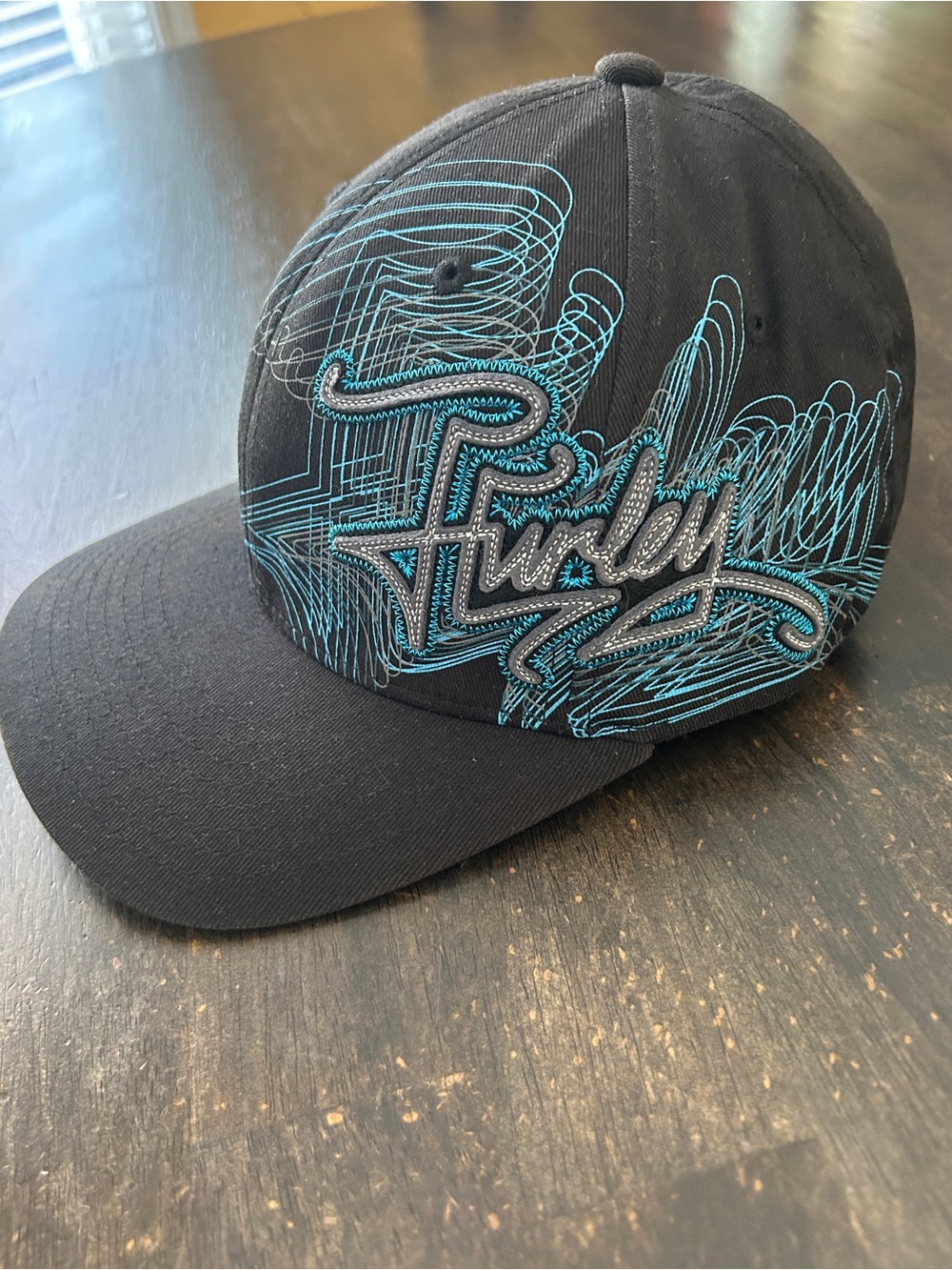 Hurley Men’s Black Baseball Cap with Teal Graphic